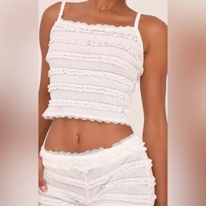 White Lace Trim and ruffle bloomer set Size XS